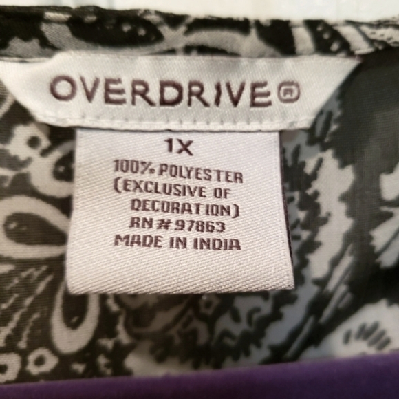 Overdrive Women's Flutter Sleeve, Lace Trimmed Blouse Sz 1x - Picture 4 of 5